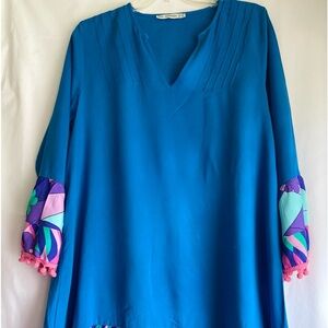 Ashilda soft blue  Pom—Pom retro tunic SZ M  made in Turkey
